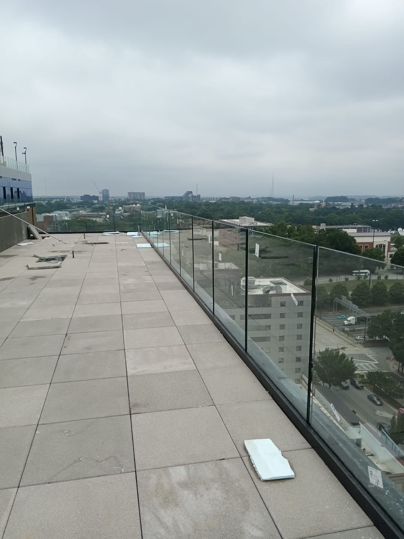 Rooftop terrace glass railing